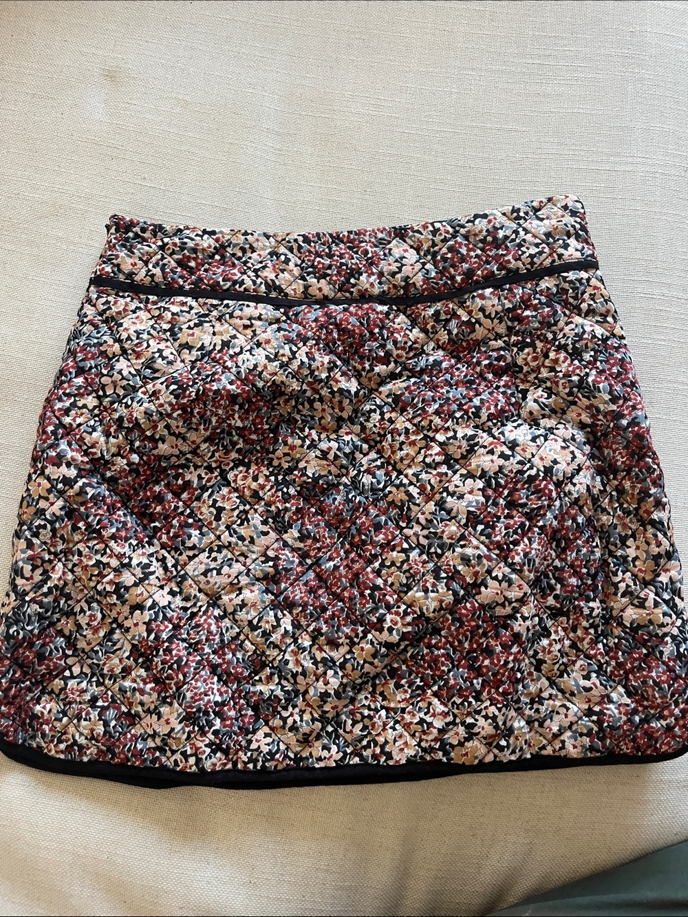 Comptoir Des Cotonniers Quilted Mini Skirt in Red, Cream & Black